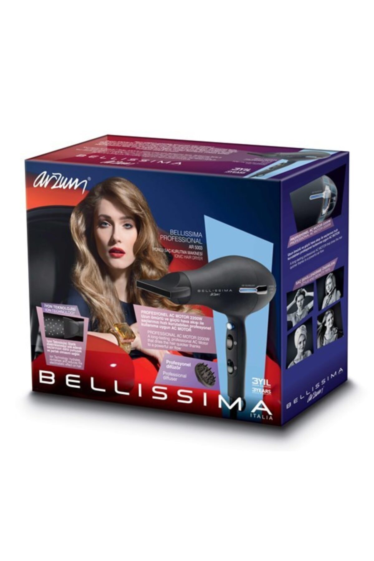 AR5003 Bellissima Profesyonel İyonlu AC 2200 Watt Saç Kurutma Makinesi AR5003 Bellissima Profesyonel İyonlu AC 2200 Watt Saç Kurutma Makinesi