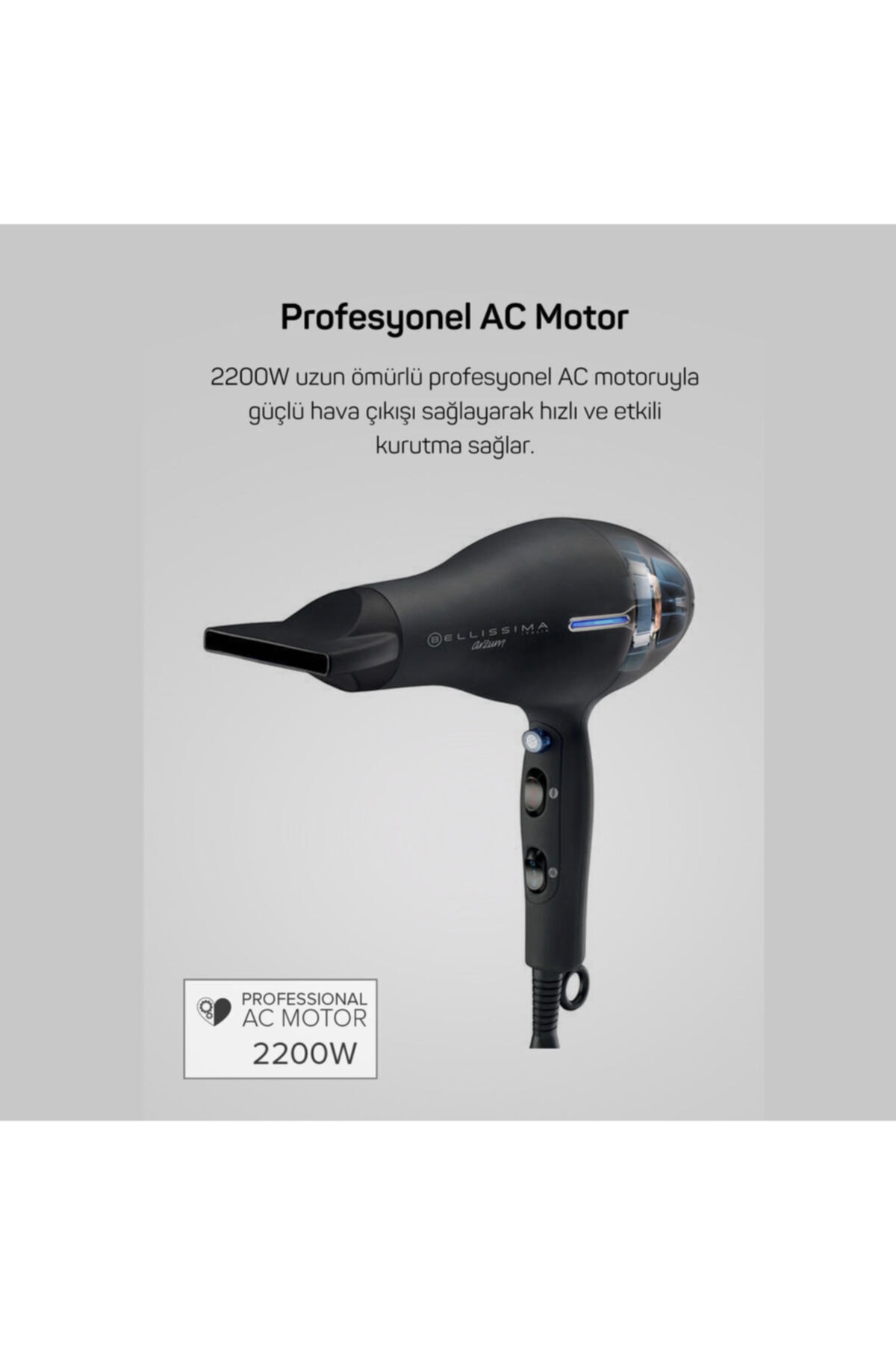 AR5003 Bellissima Profesyonel İyonlu AC 2200 Watt Saç Kurutma Makinesi AR5003 Bellissima Profesyonel İyonlu AC 2200 Watt Saç Kurutma Makinesi