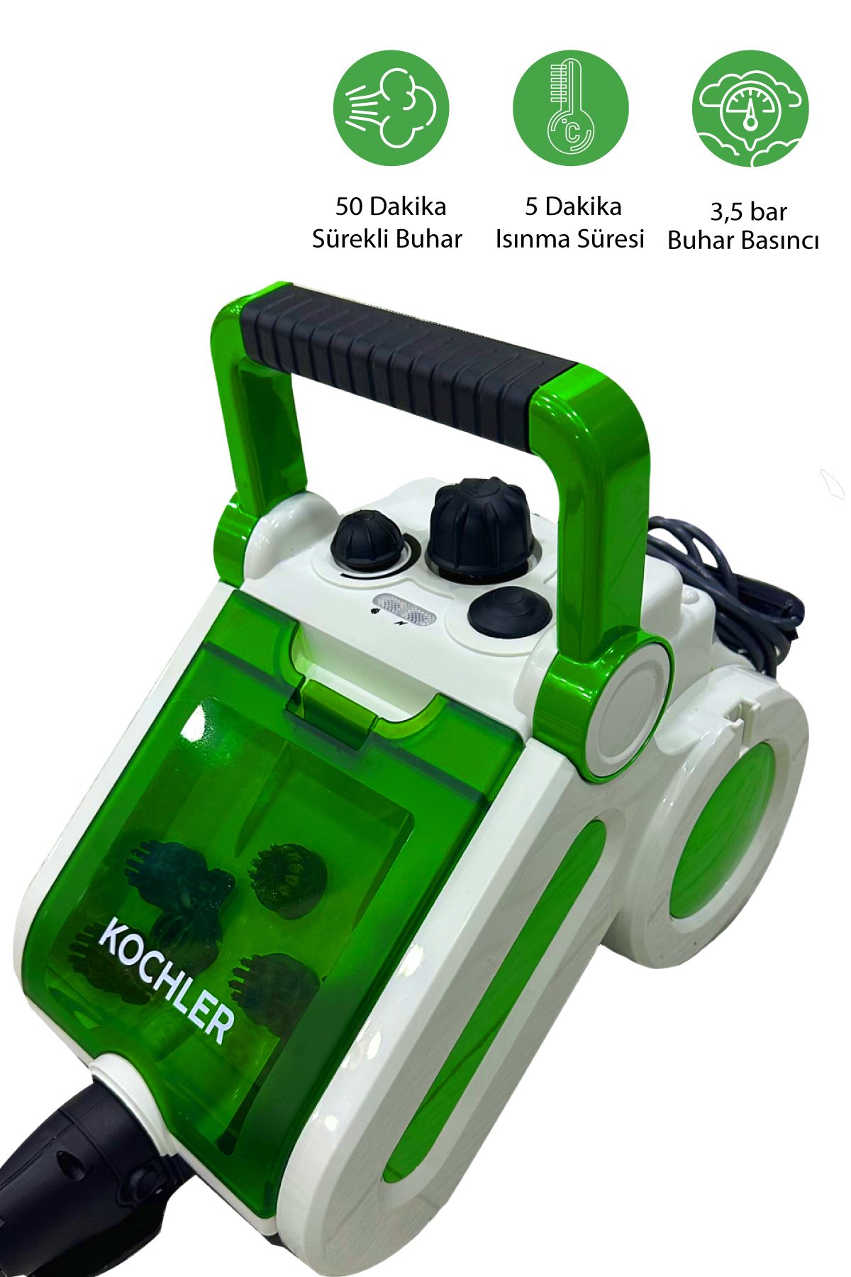 kochler Buharlı Temizlik Makinesi 1400w | Koltuk, Cam, Fayans Temizleyici -1.5 L Tank, 3,5 Bar, 13 Başlık kochler Buharlı Temizlik Makinesi 1400w | Koltuk, Cam, Fayans Temizleyici -1.5 L Tank, 3,5 Bar, 13 Başlık