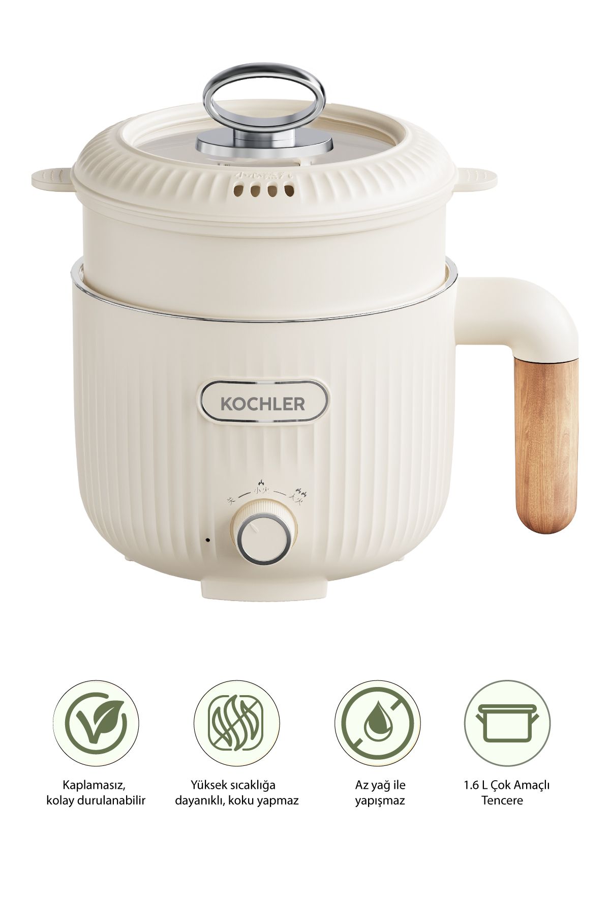 Kochler Çok Amaçlı Elektrikli Tencere | 600W | 1.6L | Buharlı ve Yağda Pişirme Özellikli -JJ18B-1 Kochler Çok Amaçlı Elektrikli Tencere | 600W | 1.6L | Buharlı ve Yağda Pişirme Özellikli -JJ18B-1