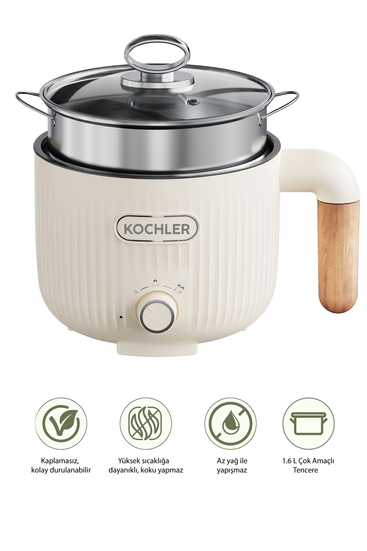 Kochler Çok Amaçlı Elektrikli Tencere | 600W | 1.6L | Buharlı ve Yağda Pişirme Özellikli -JJ18B-2 Kochler Çok Amaçlı Elektrikli Tencere | 600W | 1.6L | Buharlı ve Yağda Pişirme Özellikli -JJ18B-2