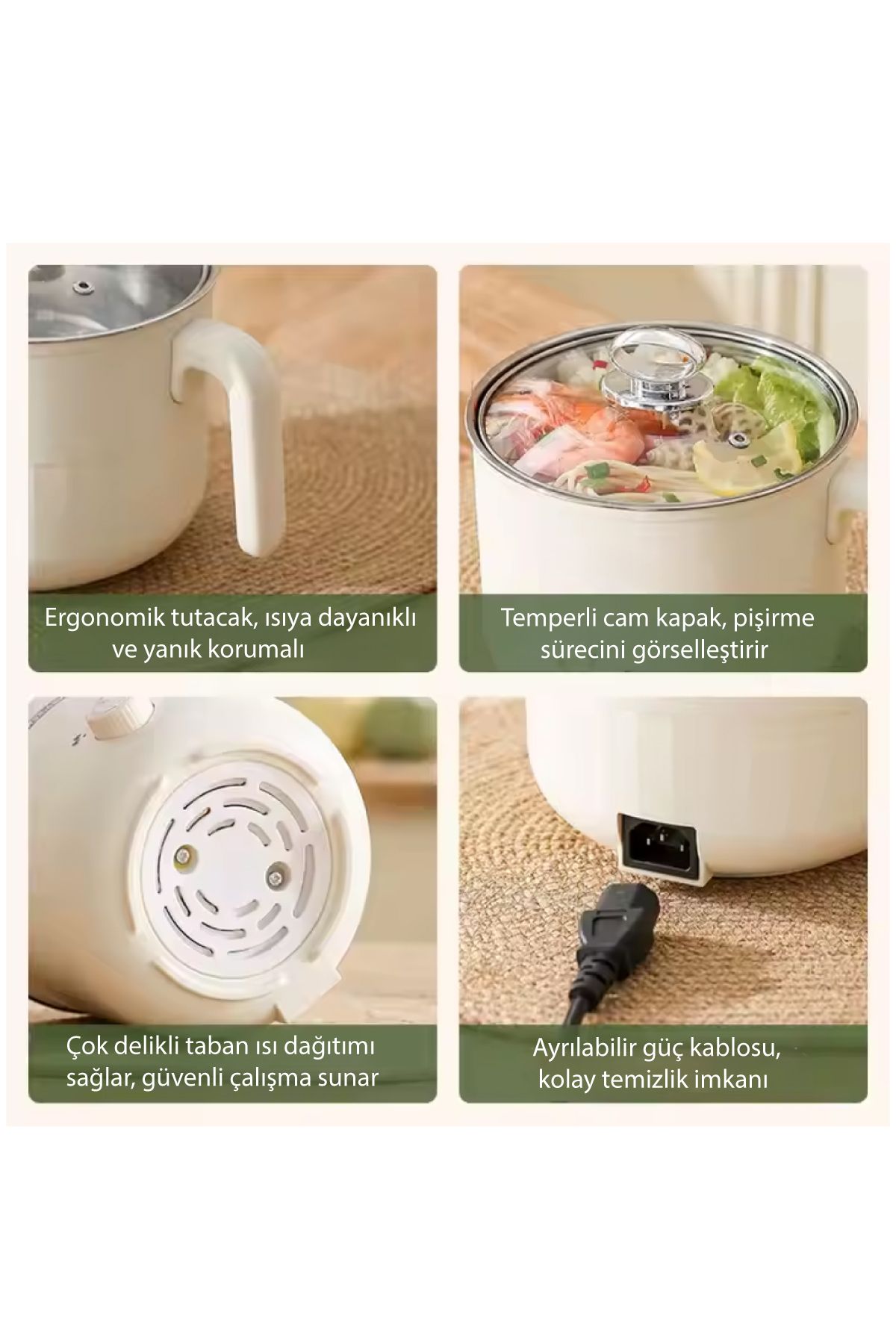 Kochler Çok Amaçlı Elektrikli Tencere | 600W | 1.6L | Buharlı ve Yağda Pişirme Özellikli -JJ18B-2 Kochler Çok Amaçlı Elektrikli Tencere | 600W | 1.6L | Buharlı ve Yağda Pişirme Özellikli -JJ18B-2