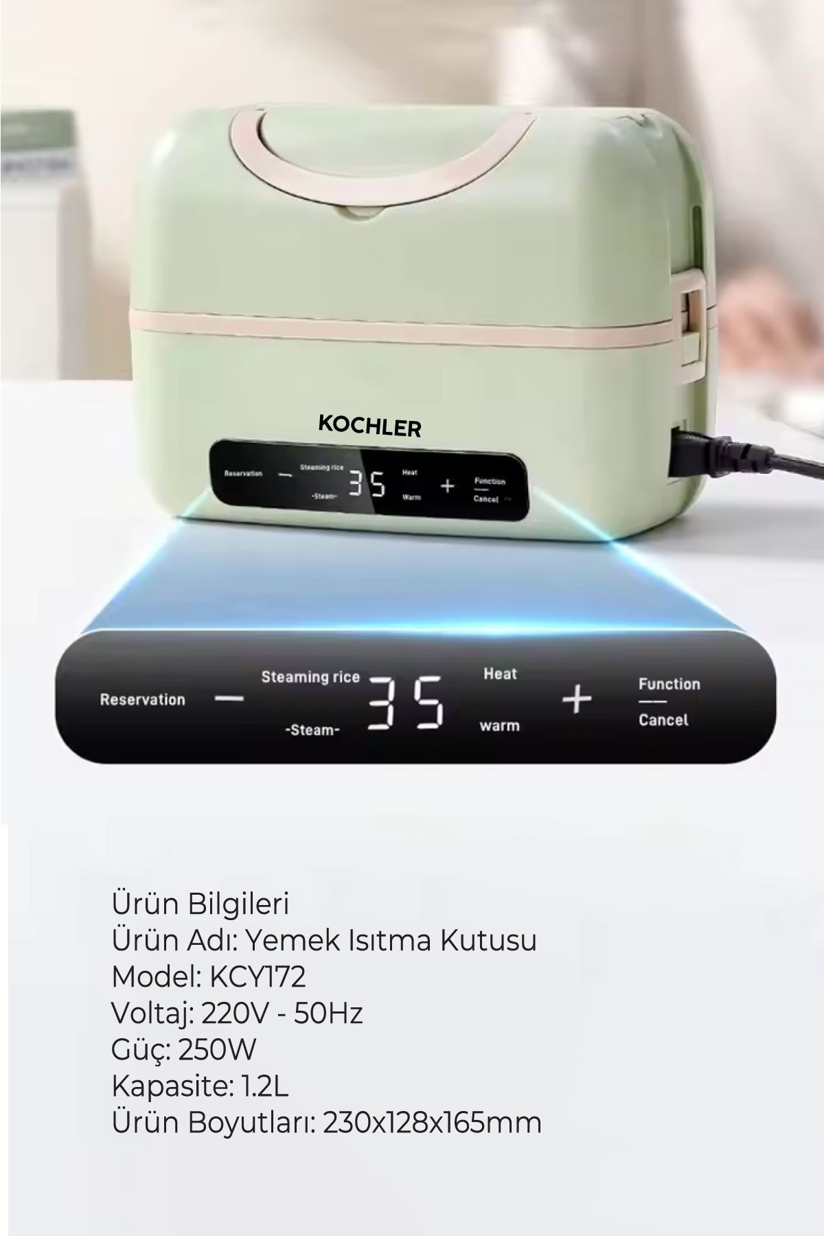 kochler Ev, Ofis ve Seyahat İçin Elektrikli Yemek Termosu ve Isıtıcı 1,2 Lt Sağlıklı ve BPA`sız kochler Ev, Ofis ve Seyahat İçin Elektrikli Yemek Termosu ve Isıtıcı 1,2 Lt Sağlıklı ve BPA`sız