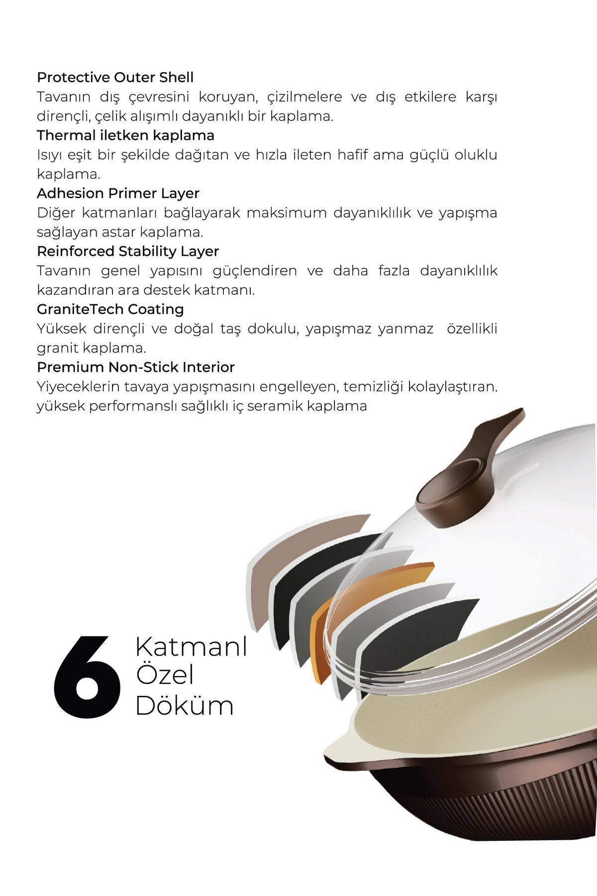 kochler Prosteam 6 Katmanlı Granit Tava Ve Tencere 26 Cm - Airfrey Özellikli Yanmaz Yapışmaz 2`in 1 Tava kochler Prosteam 6 Katmanlı Granit Tava Ve Tencere 26 Cm - Airfrey Özellikli Yanmaz Yapışmaz 2`in 1 Tava