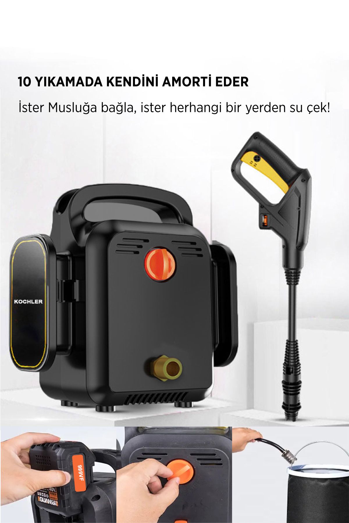 kochler Şarjlı Yüksek Basınçlı Araç Yıkama Makinesi - Taşınabilir - Kablosuz - Oto Yıkama kochler Şarjlı Yüksek Basınçlı Araç Yıkama Makinesi - Taşınabilir - Kablosuz - Oto Yıkama