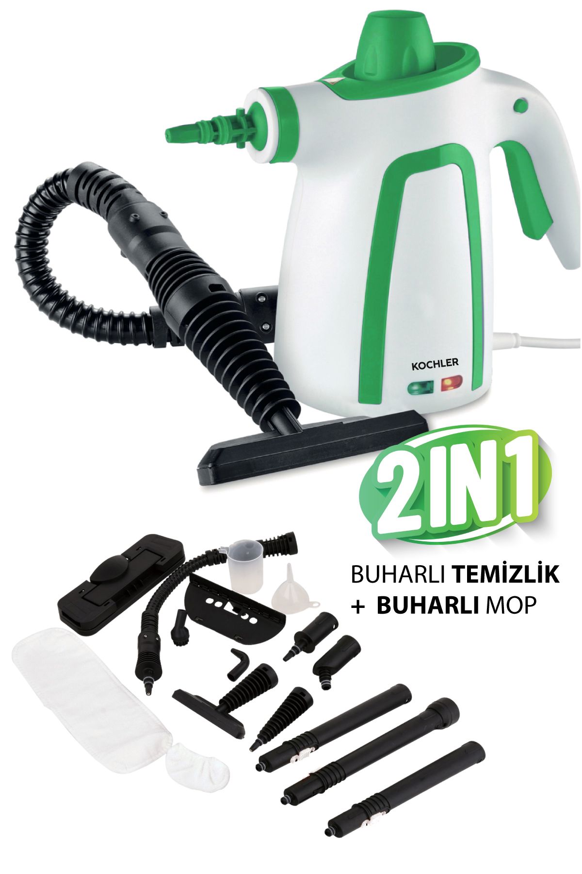 Kochler WHL-609LB 2-in-1 Buharlı Temizlik Makinesi – El Tipi ve Mop Özellikli, Çok Amaçlı Temizlik Kochler WHL-609LB 2-in-1 Buharlı Temizlik Makinesi – El Tipi ve Mop Özellikli, Çok Amaçlı Temizlik
